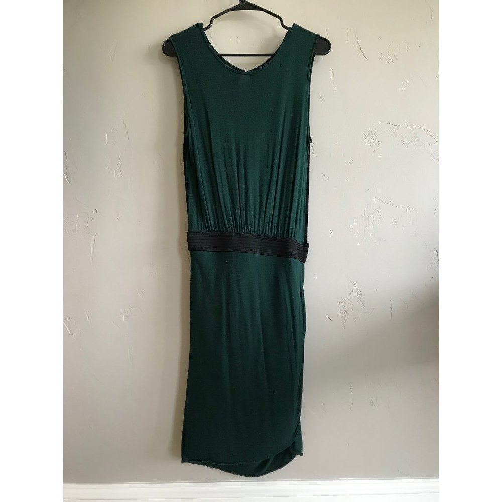 Mango Draped Dark Green Dress